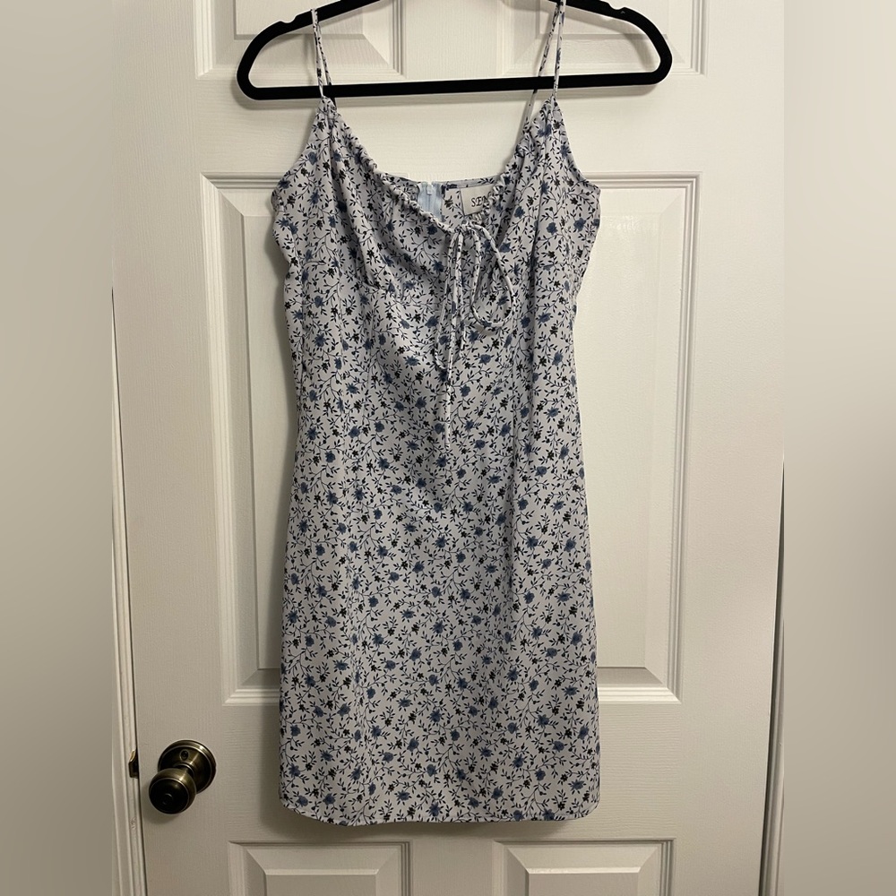 Floral Spaghetti Strap Dress - Blue